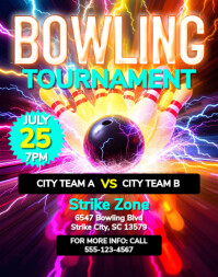 Purple Bowling Tournament Poster/Wallboard Template