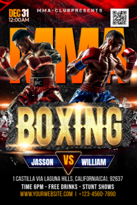 Black Neon Boxing Night Template Banner 4' × 6'