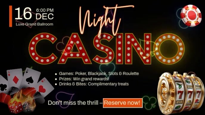 Black Neon Casino Night  Digital Display (16:9) template