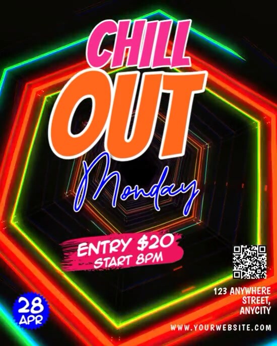 Black Neon Chillout Monday Instagram Portrait template
