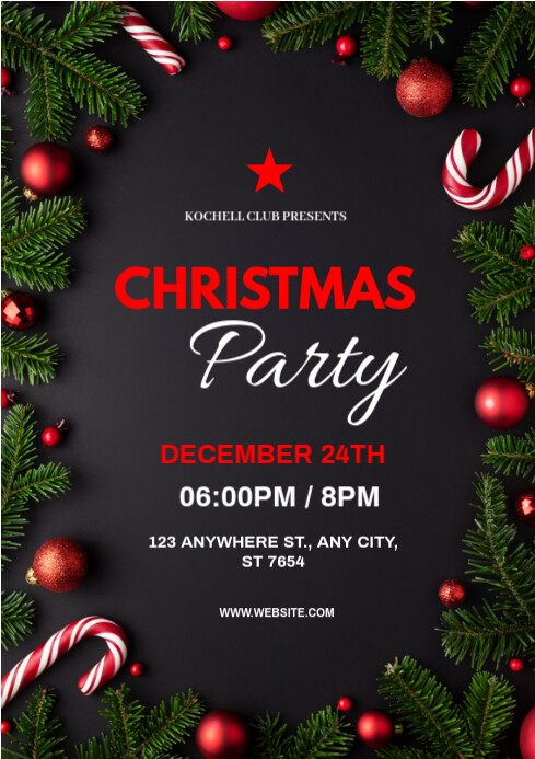 Black Christmas Party A4 Template | PosterMyWall