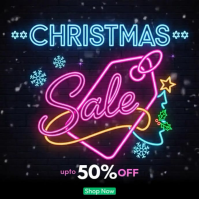 Black Neon Christmas Sale Square (1:1) template