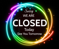 Black Neon Closed Sign Medium Rectangle template
