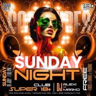 Black Neon Club DJ Night Square Video Persegi (1:1) template