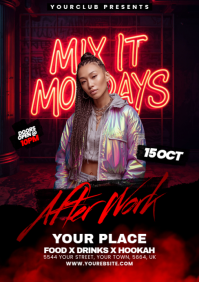 Black Neon Club Event A5 template