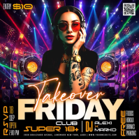 Black Club Event Post Instagram Template