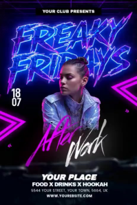 Black Neon Club Event Promotion Pinterest Graphic Video Pinterest-grafik template