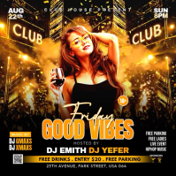 Black Nightclub Party Квадрат Template