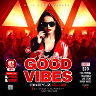 Black Neon Club Event Square Video Vierkant (1:1) template