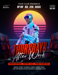 Black Neon Club Night Event Flyer Рекламная листовка (US Letter) template