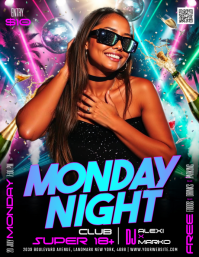 Black Neon Club Night Event Flyer Folder (US Letter) template