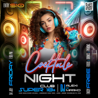 Black Neon Club Night Event Instagram Post template