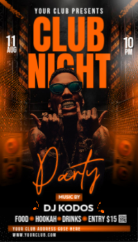 Black Club Night Party Визитная карточка Template