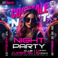 Black Neon Club Night Party Instagram Post template