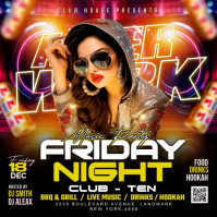 Black Neon Club Night Party Instagram Post Video template