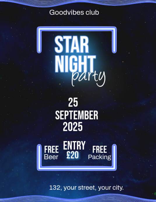 Black Neon Club Party Flyer (us Letter) template