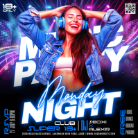 Black Neon Club Party Instagram Post template