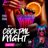 Black Neon Cocktail Night Event Instagram Post template