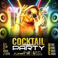 Black Neon Cocktail Party Instagram Post Video Instagram-bericht template