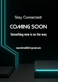 Black Neon Coming Soon Announcement  A4 template