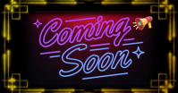 Black Neon Coming Soon Announcement Facebook Shared Image Video template