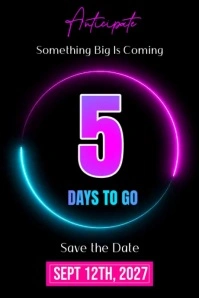 Black Neon Countdown Timer Video  Poster template