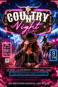 Black Neon Country Night Event Poster template