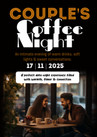 Black Neon Couple Coffee Night  A1 template