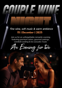 Black Neon Couple Wine Night  A1 template