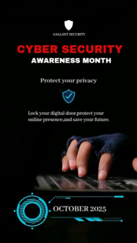 Black Neon Cyber Security Awareness Month 2025 Poster Template Instagram Reel