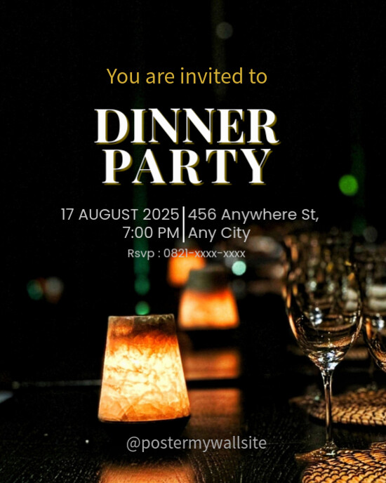 Black Neon Dinner Party Instagram Portrait template