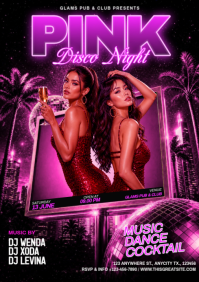 Black Neon Disco Night Event A4 template
