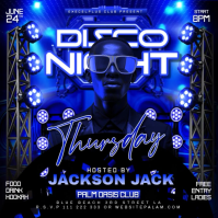 Black Neon Disco Night Event Instagram Post Video template