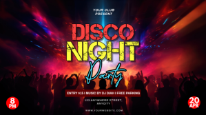 Black Neon Disco Night Party Pos Twitter template