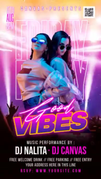 Black Neon DJ Music Event Instagram Story Video template