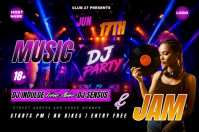 Black Neon DJ Music Event Label Video Etichetta template