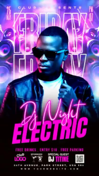 Black Neon DJ Night Event Instagram Story Video template