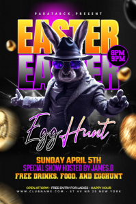 Black Neon Easter Egg Hunt Event Poster Affiche template