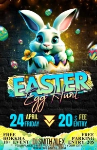 Black Neon Easter Half Page Wide template