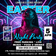 Black Neon Easter Night Party Logo template