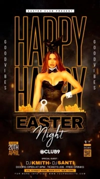 Black Neon Easter Party  Instagram Story template