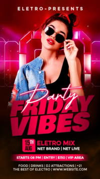 Black Neon Electro Music Party Instagram Reel Video template