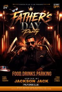 Black Neon Father's Day Party Banner 4' × 6' template