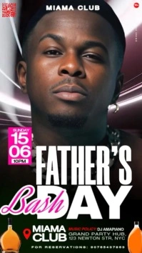 Black Neon Father’s Day Night Party  Digital Display (9:16) template
