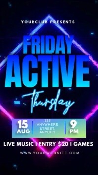 Black Neon Friday Active Party Instagram Reel template