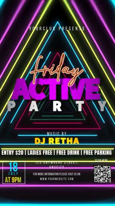 Black Neon Friday Active Party Reel Instagram template