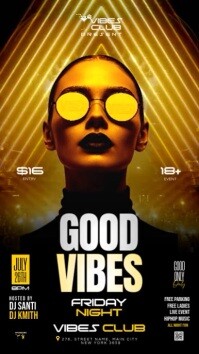Black Neon Friday Good Vibes Party Flyer Instagram Story template