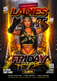 Black Neon Friday Ladies Night Party Flyer A6 template