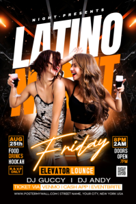 Black Neon Friday Latin Night Party Banner 4' × 6' template