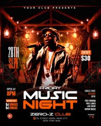 Black Neon  Friday Music Party Flyer Instagram Portrait template